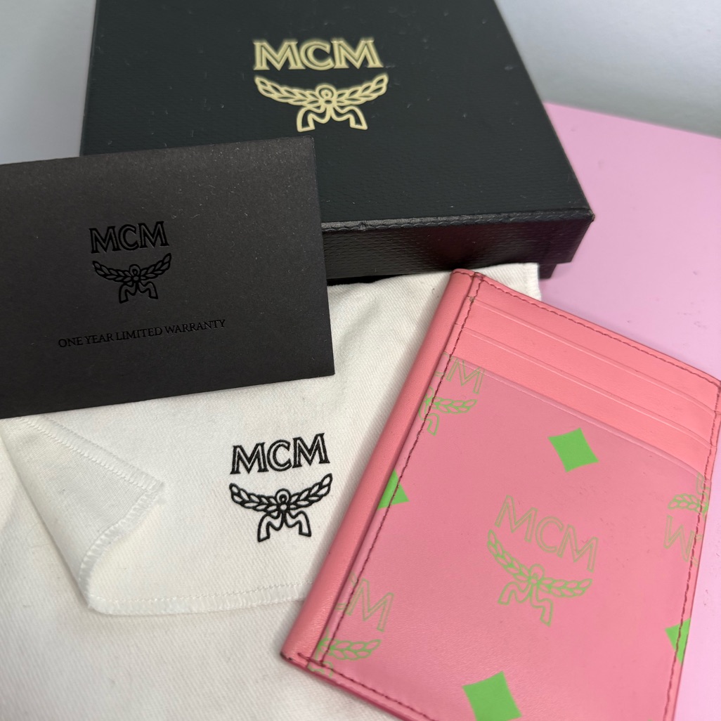 Mcm Pink And Green Card Holder
